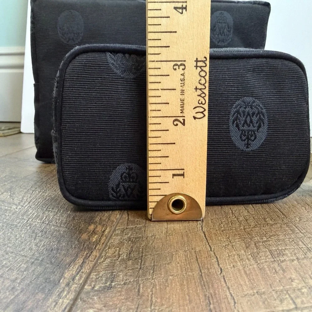 Adrienne‎ Vittadini Cosmetic Bag Set of 2 Womens Black Crest